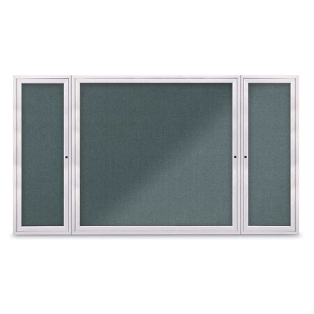 United Visual Products Indoor Enclosed Combo Board, 48"x36", Gold Frame/Blue & Pumice UVCB4836G-BLUE-PUMICE